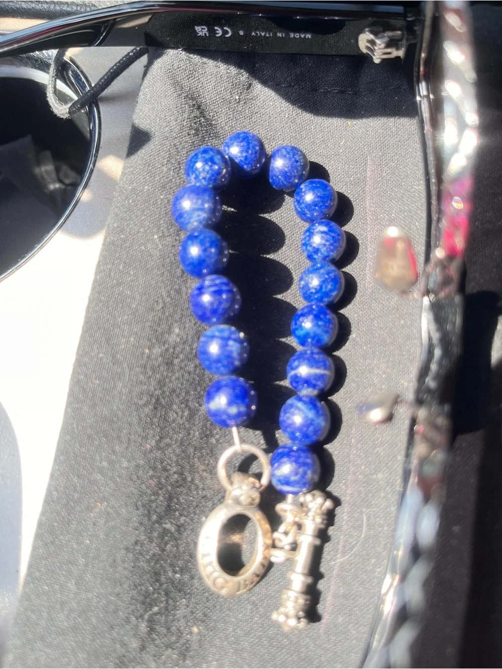 NEW kind baby size 8 Blue Lapis Bead Bracelet with Silver Toggle Closure. Nice!
